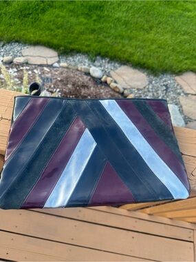 Goldenbleu Patent Leather Suede Handbag 13x8.5 Multicolor~ selling as pictured ~
